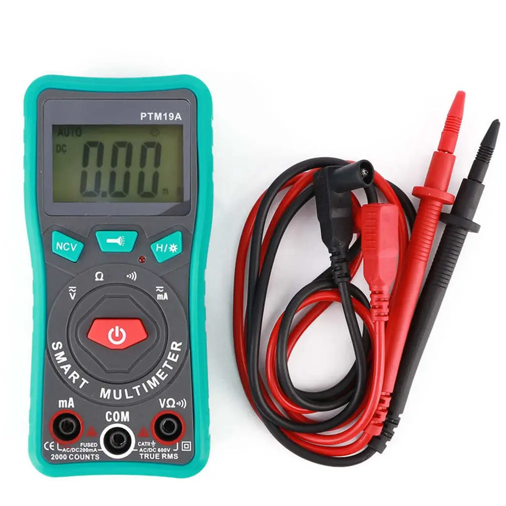

Цифровой умный мультиметр PTM19A, Измеритель постоянного/переменного тока, напряжения и сопротивления, с ЖК дисплеем, Бесконтактный индикатор...