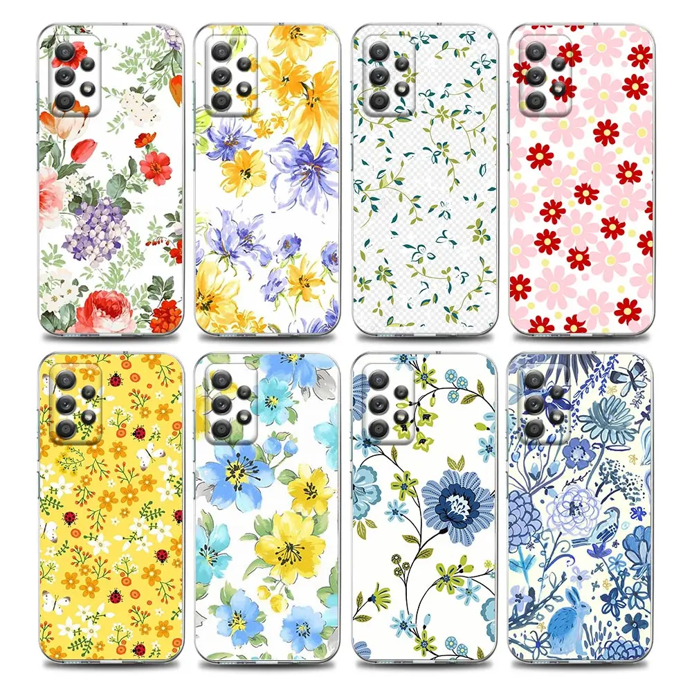 

Painted Flower Clear Phone Case for Samsung A01 A02s A11 A12 A21 S A31 A41 A32 A51 A71 A42 A52 A72 Soft Silicon