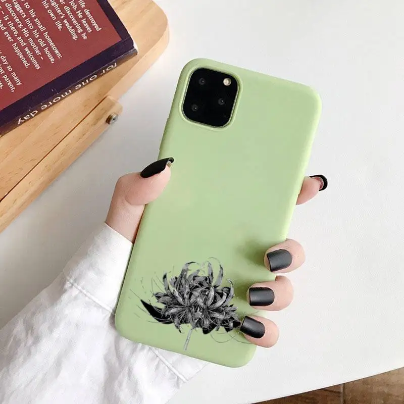 

Art David line Painted Phone Case Green Candy Color for iPhone 6 7 8 11 12 s mini pro X XS XR MAX Plus