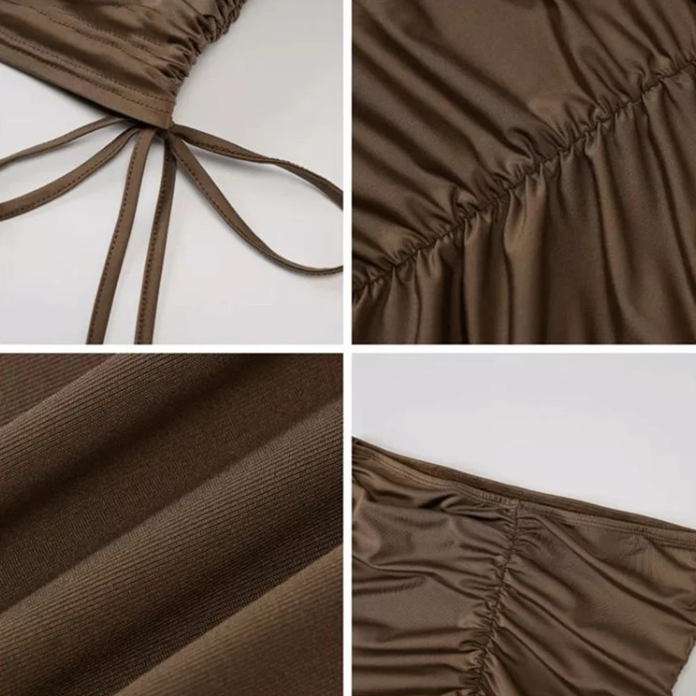

Orange Crinkle Mini Tube Dress Sexy 2021 New Club Party Short Skirt Drawstring Strapless Bodycon Mini Dress