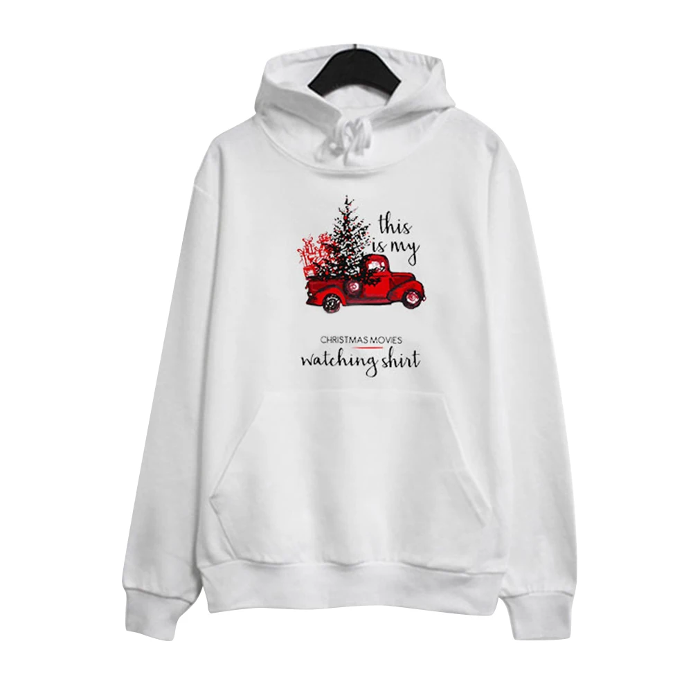 2019 Winter Women Christmas Festival Costume Hoodies With Big Pocket Long Sleeve Printed Warm Sweatshirts Plus Size | Женская одежда