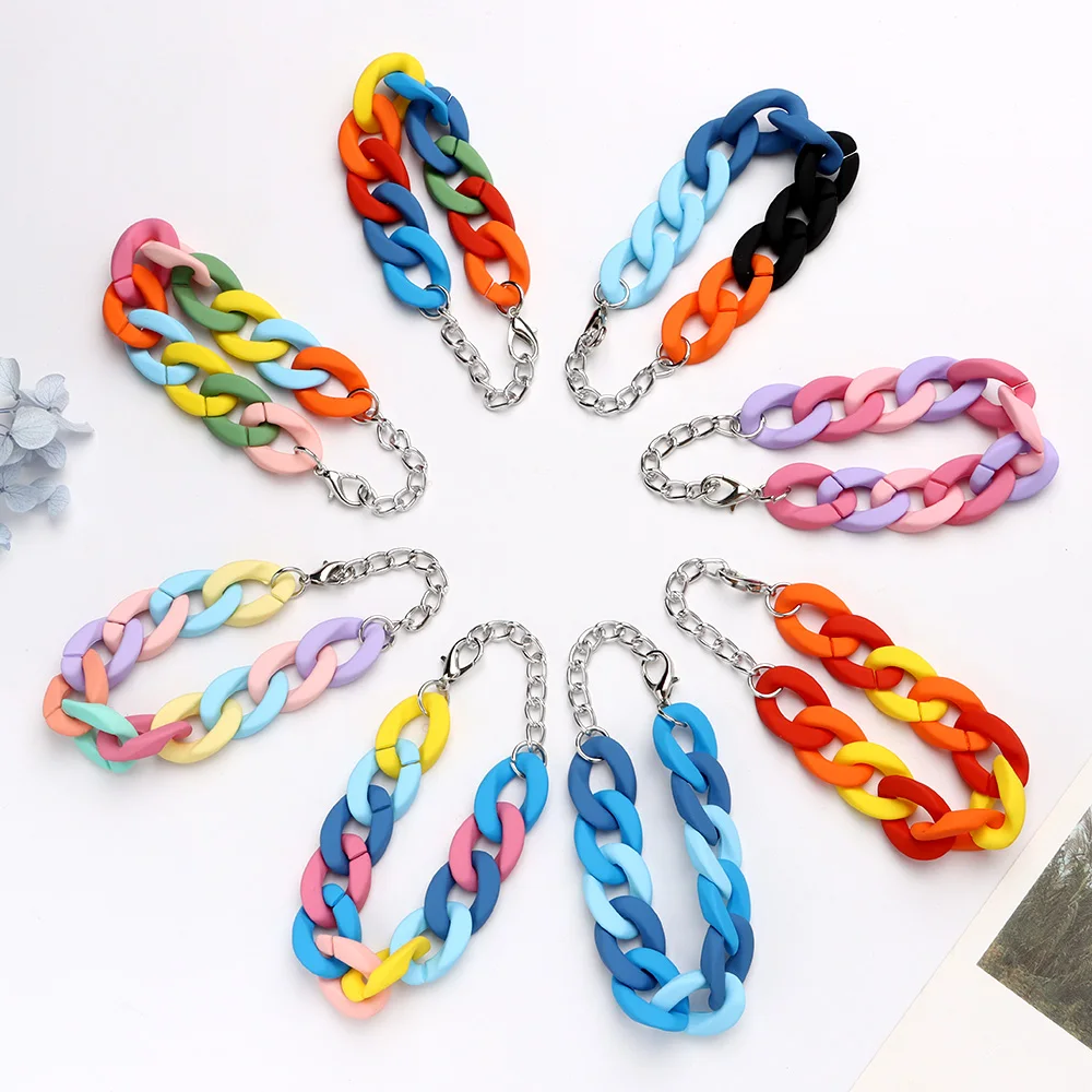 

Gifts Jewelry Rainbow Colors Summer Resin Link Bracelet Colorful Bracelets