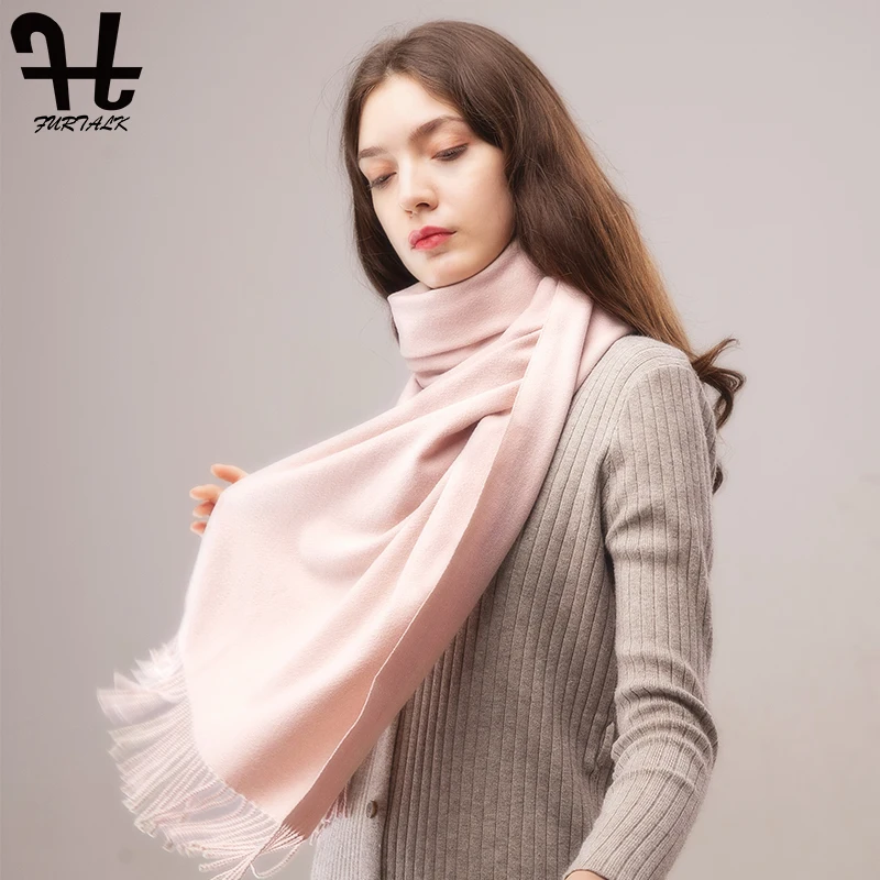 FURTALK Отправка из России женские шерстяные Зимний шарф оверсайз с кашемиром пончо