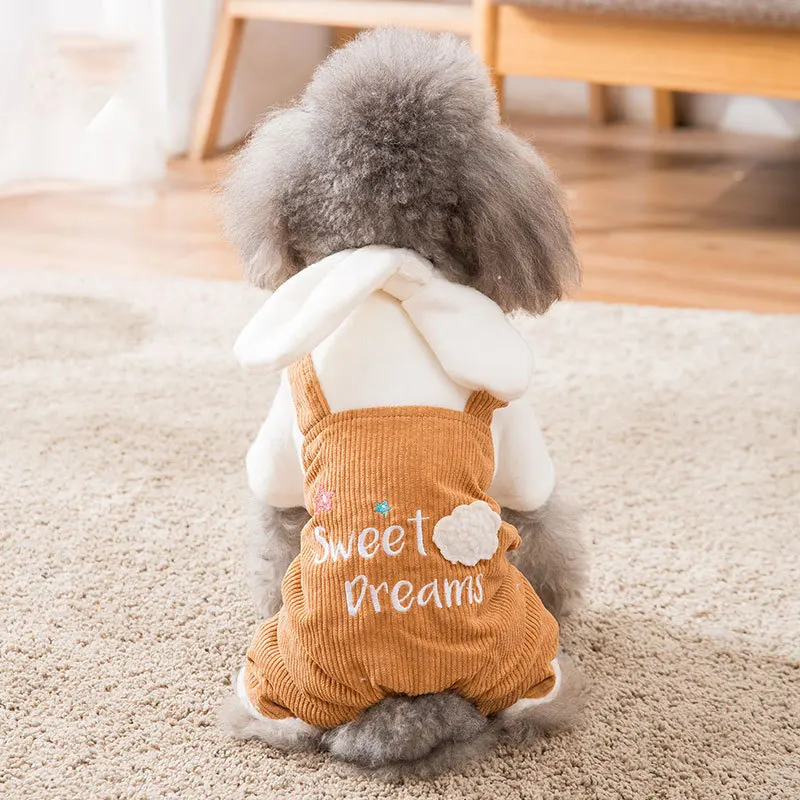 XS-3XL 7 Sizes-3C Dog Clothes Pet Jumpsuit For Pug Dachshund 4 Legs Warm Coat Winter 32-61cm Bust Clothing Small Dog for Bulldog