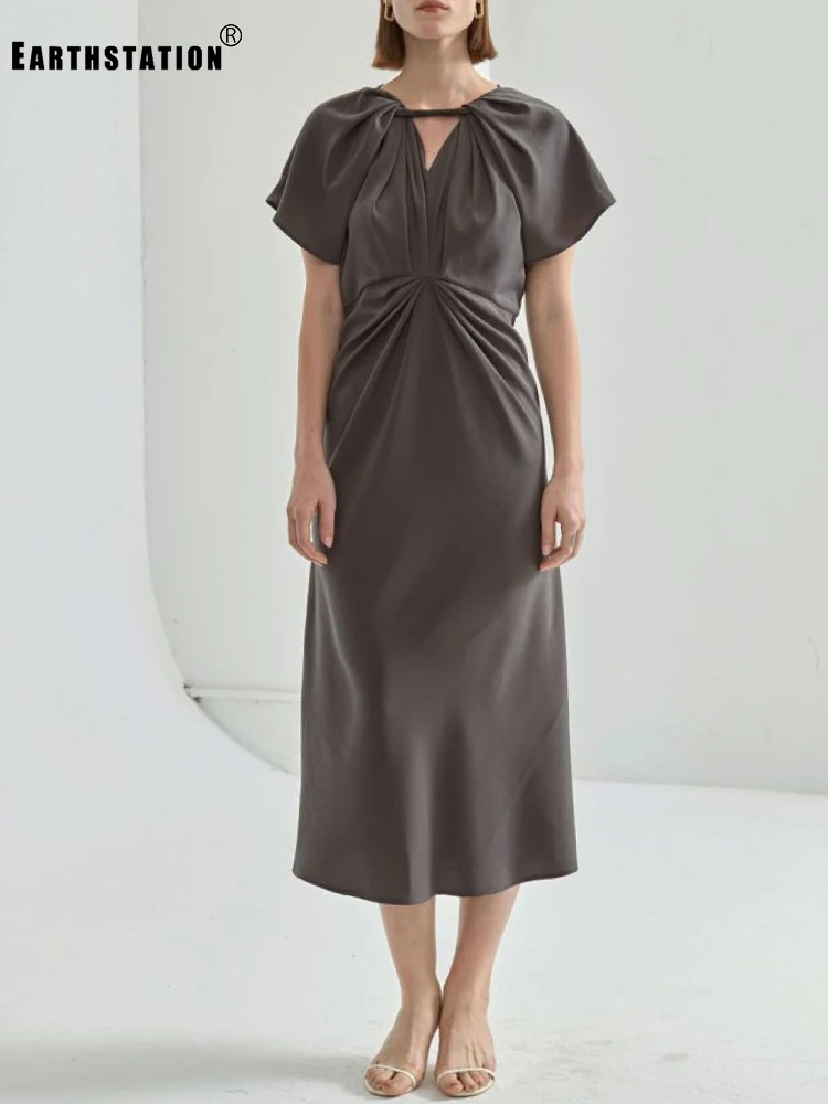 Женское плиссированное платье Zou летнее свободное с вырезом в тяжелом стиле