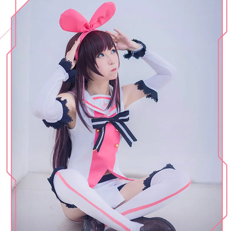 Vtuber Costume Kizuna AI Cosplay Popular Virtual Youtuber for Women Outfit Stocking Full Set |