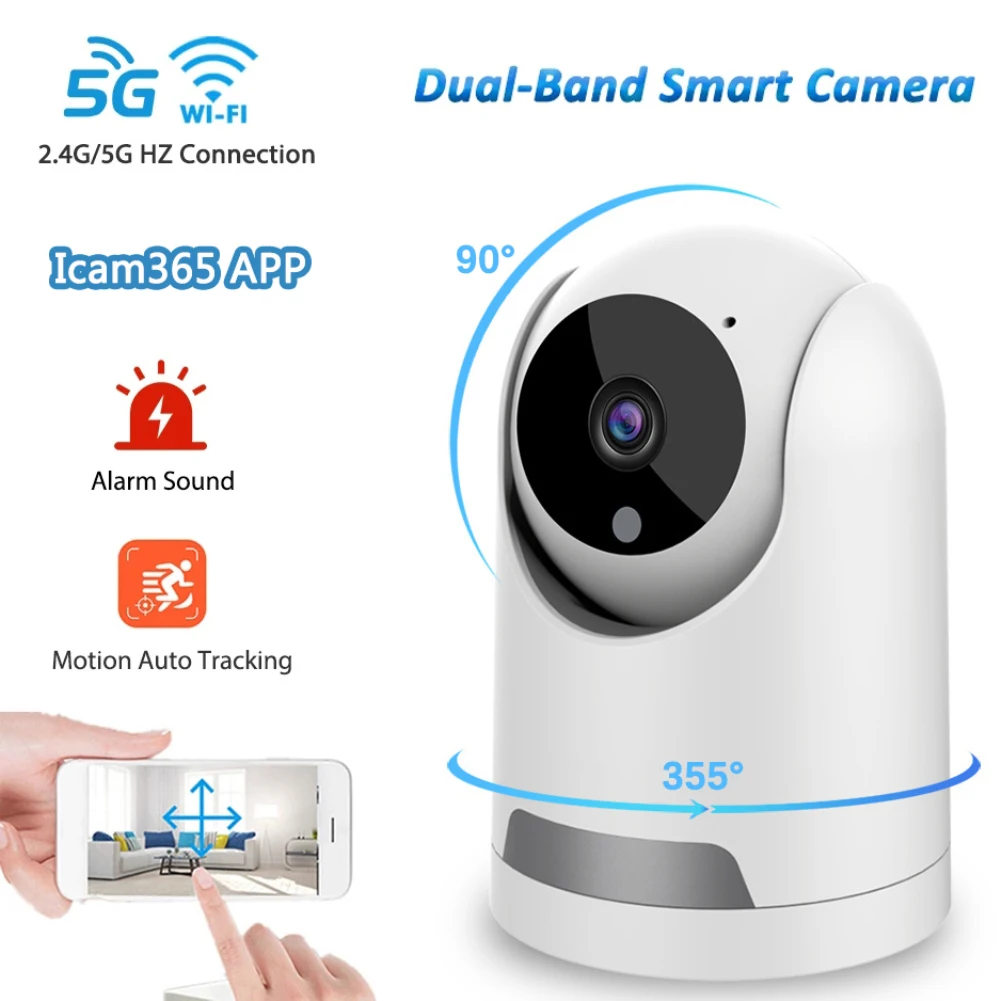 

5G WiFi IP Camera HD 1080P Night Vision Indoor Two Way Voice Surveillance Video Camera Auto Tracking Wireless Security Camera