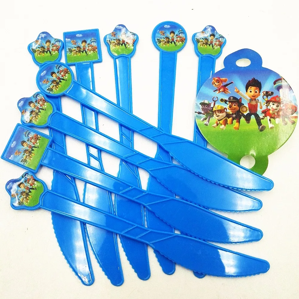 Knife 10pc Из мультфильма «Щенячий патруль» для дня рождения украшения, товары для вечеринки для маленьких мальчиков посуда скатерть тарелки чашки баннеры подарки с рисунками из мультфильма «Щенячий патруль» Детские сувениры - Цвет: Knife 10pc
