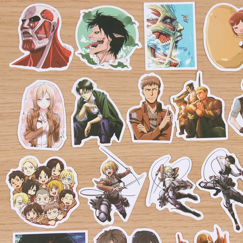 Pegatinas impermeables de PVC de Anime ataque a los Titanes, tabla de Skate de nevera, Maleta, Grafiti de manualidades, 50 unidades por paquete-2