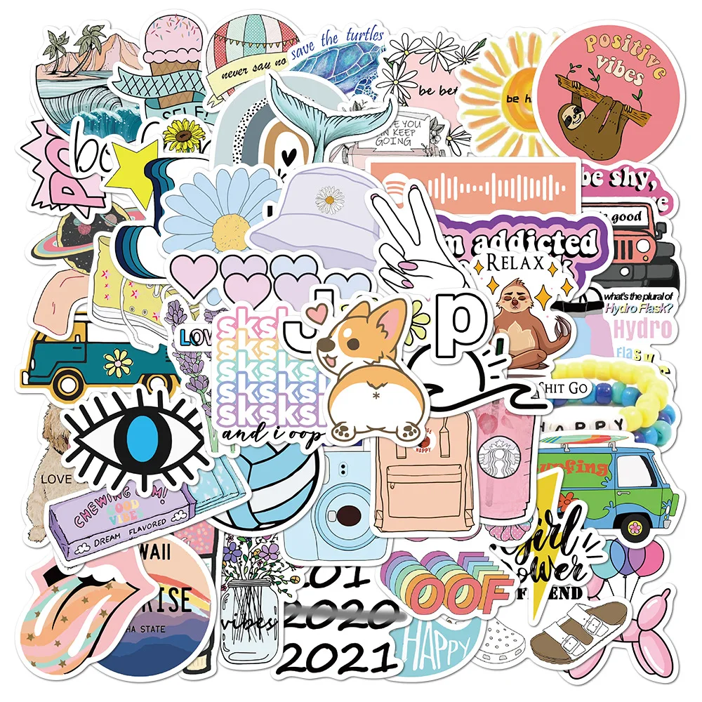 

50PCS Cartoon Yellow VSCO Girl Stickers For Chidren Toy Waterproof Sticker to DIY Suitcase Laptop Bicycle Helmet Car Decals
