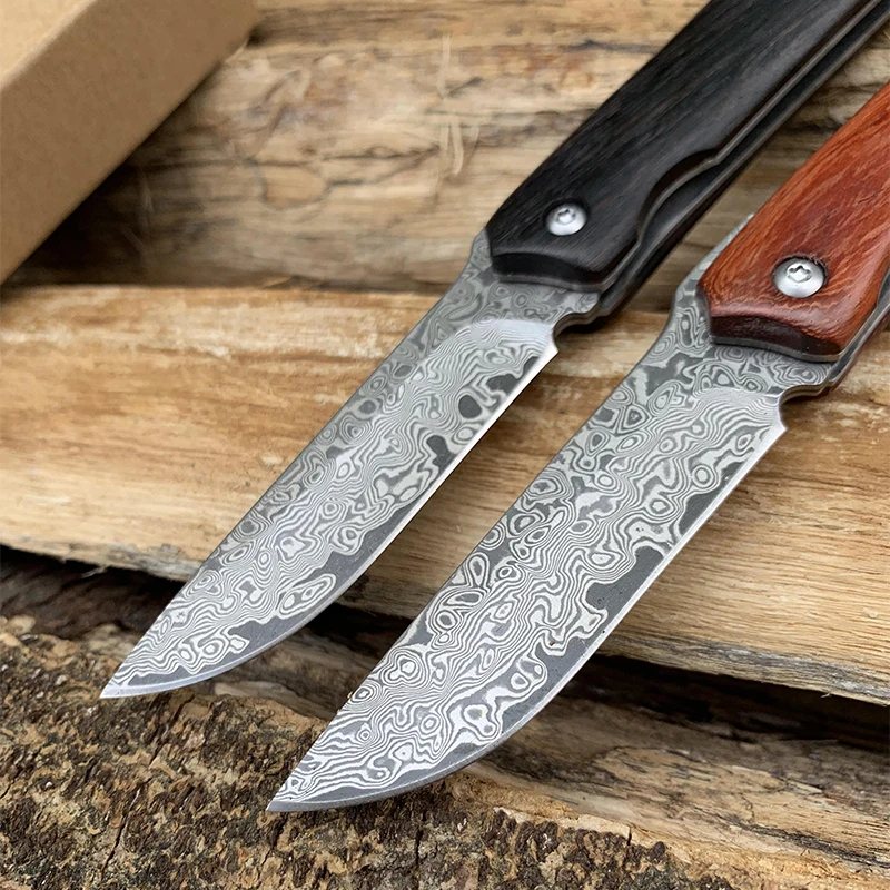 Ручной работы палисандр дамасский карманный нож 440C edc охотничья рыболовная
