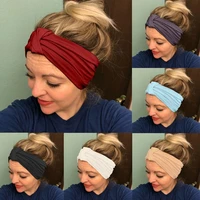 headbands for women new fashion variety knitted cotton knot wide stretch sports scarf yoga headband lady hair accessories 348