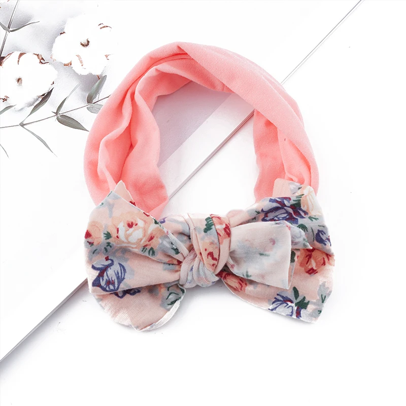 Diadema de flores el&aacute;stico estampado para ni&ntilde;os y reci&eacute;n nacidos, bandanas con lazo para beb&eacute;, sombreros ni&ntilde;as, regalos bonitos, accesorios para fotos-3