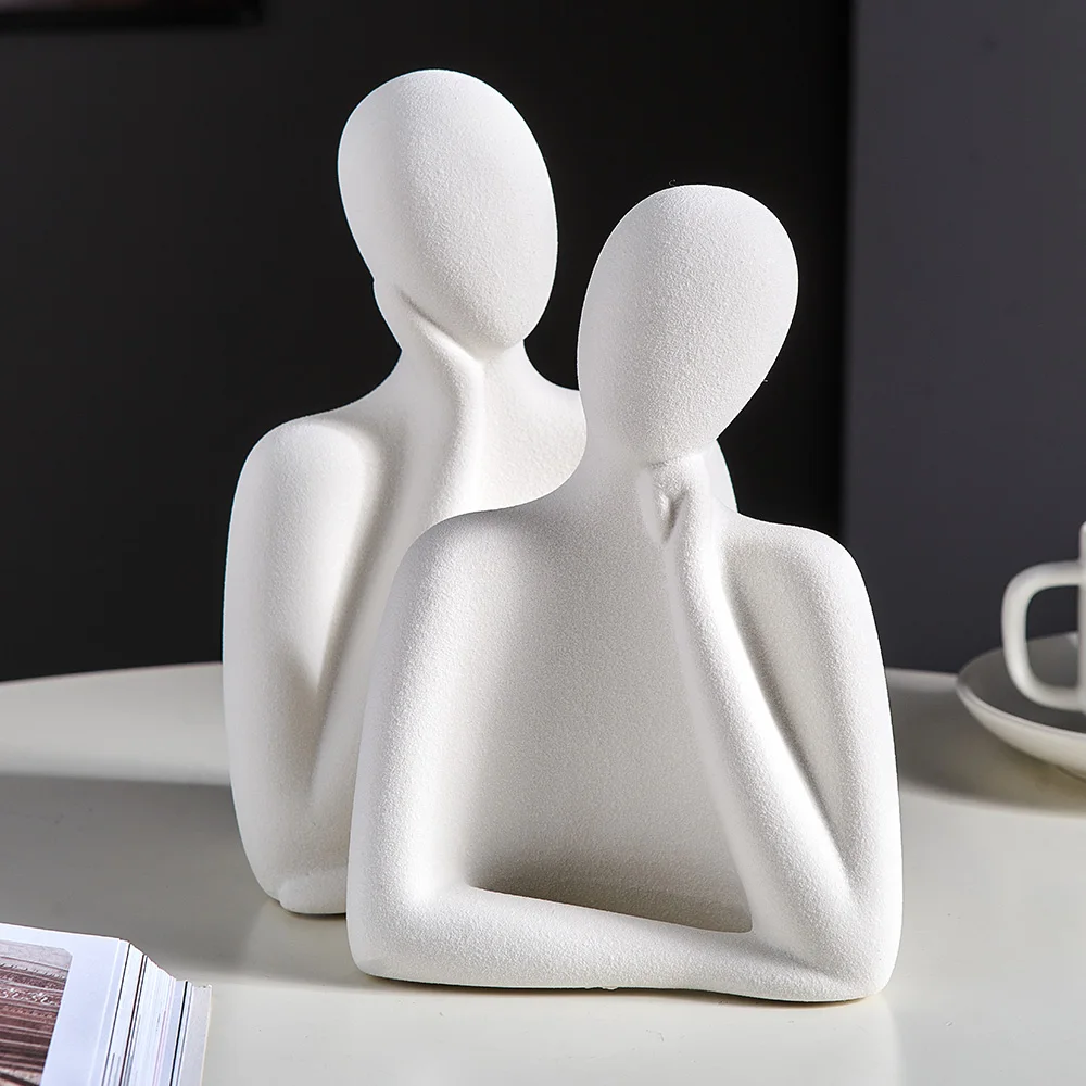Estatua de cer&aacute;mica abstracta n&oacute;rdica para el hogar, decoraci&oacute;n moderna para sala de estar y oficina, decoraci&oacute;n minimalista-3