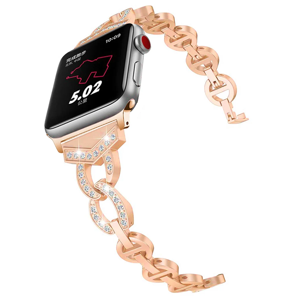 Fashion Diamond Bracelet for Apple Watch Band Series 8 7 SE 6 5 4 3 Women Strap Ultra 49mm 41mm 45mm 40mm 44mm 42mm Metal Belt