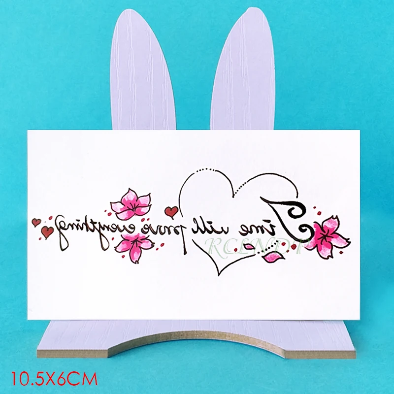 Водонепроницаемая Временная тату-наклейка с надписью love heart розовый цветок тату