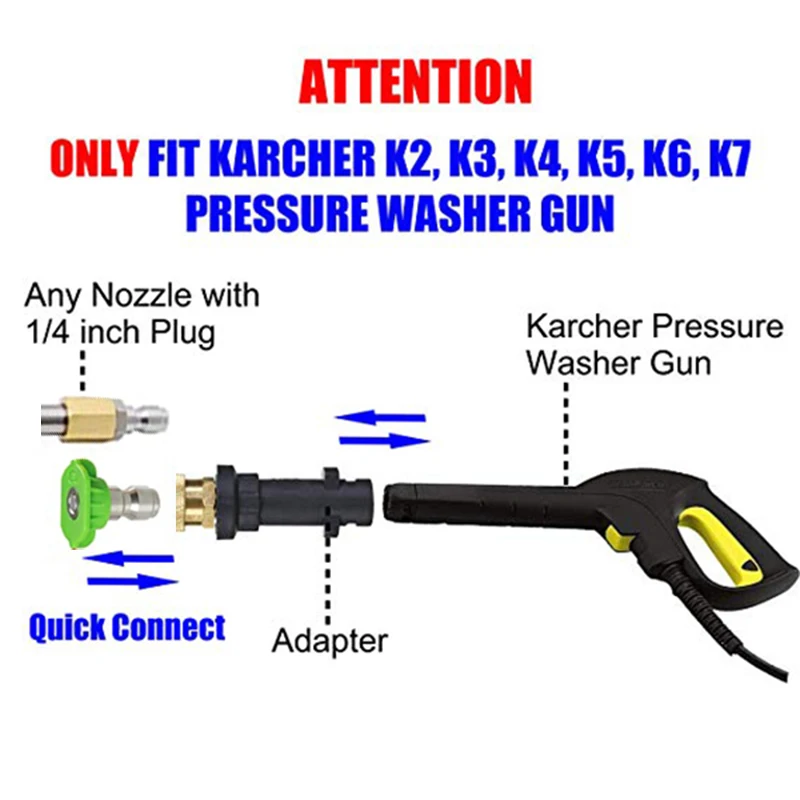 Cleaning Tool Pressure Washer Extension Wands Roof Cleaner Nozzle Replacement Ring 1/4 Quick Connect Joint for Karcher K2~K7 | Автомобили