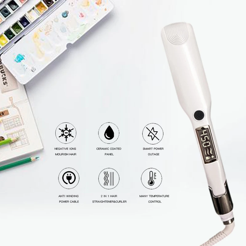 Flat Hair Iron Straightener Curler 2-in-1 Twist Straightening Curling Iron Hair Curler Beach Wave Hair Curling Irons