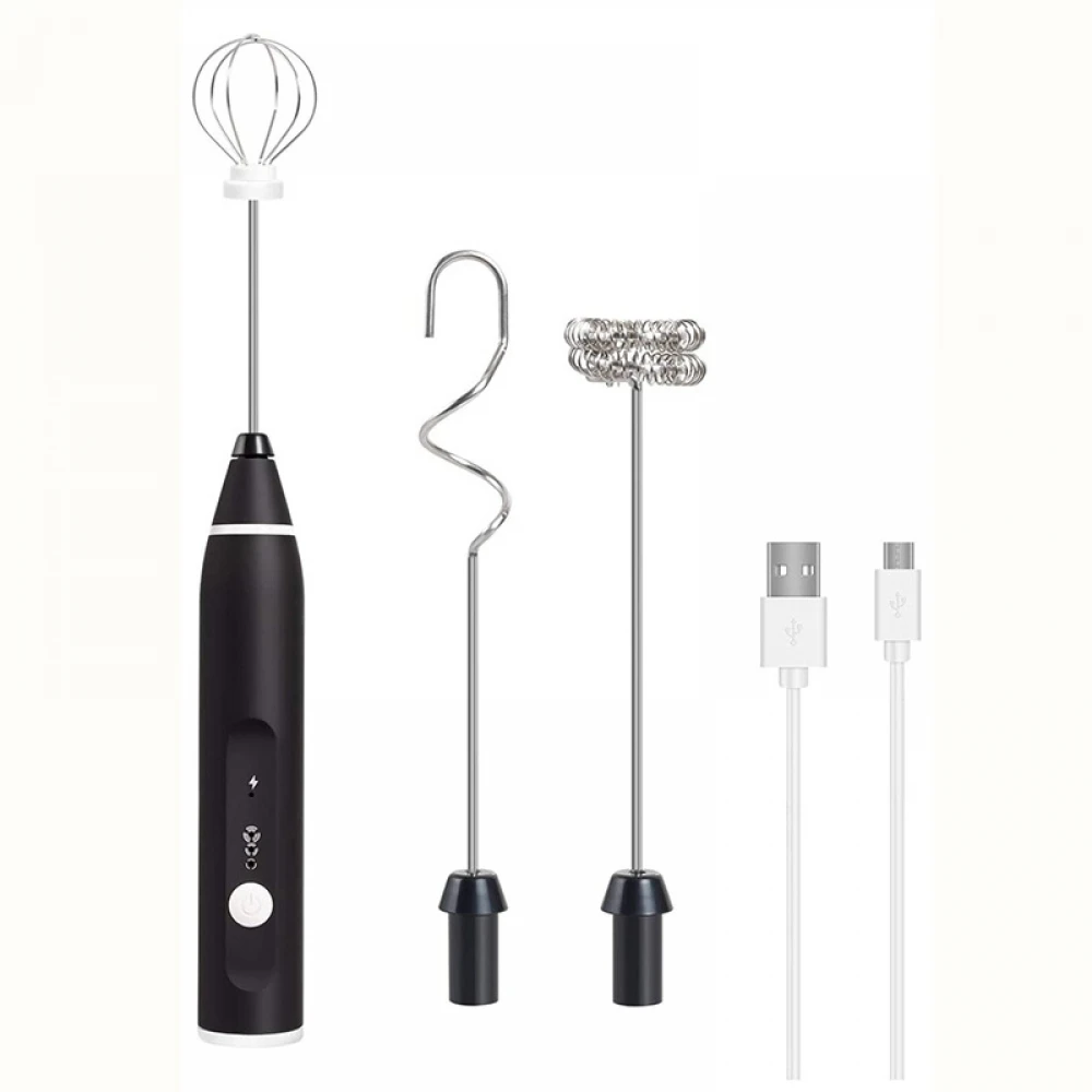 

3 Stirring Rods Rechargeable USB Electric Whisk Cream Foaming Agent Cappuccino Foam Handheld Stirring Cooking Cream Mixer