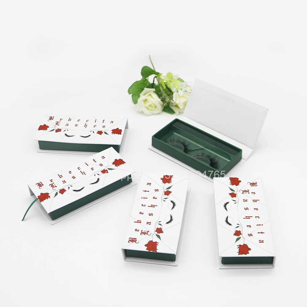 

Rose Rectangle White Lash Box 25mm Long Mink False Lashes Wholesale Custom Lashbox Packaging With Your Brand Logo