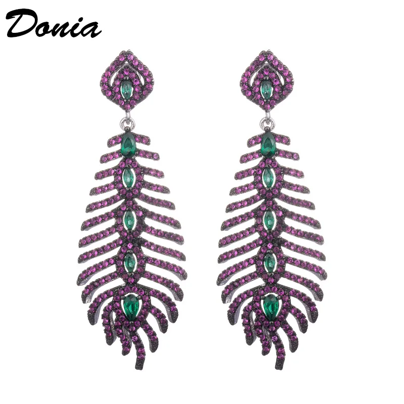 

Donia Jewelry Fashionable New Hot Earrings Copper Micro-Set Colored AAA Zircon Earrings Long Tassel Earrings Exaggerated Earring