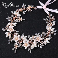 niushuya luxury handmade flexible crystal rhinestone bridal tiara headband wedding hair accessories bridesmaids flower jewelry