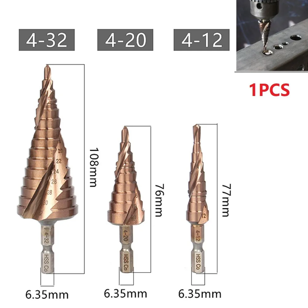 Кобальтовые ступенчатые сверла из быстрорежущей стали M35 4-12/4-20/4-32 мм 1 шт.