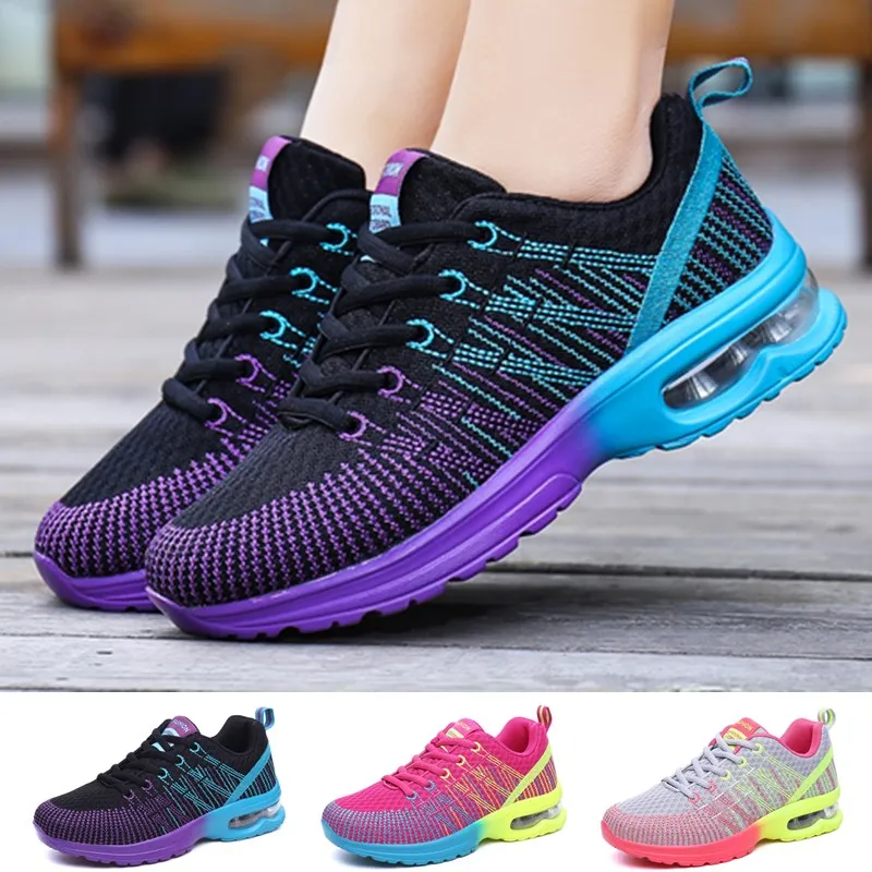 Женские кроссовки для бега с воздушной подушкой, модные кроссовки для тренировок, дышащая Уличная Повседневная обувь