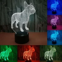 french bulldog 3d led night lamp 7 colors usb hologram decor lamp table desk new