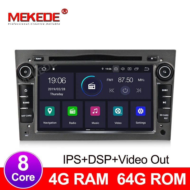 IPS экран 4 + 64G Android 9 0 2 DIN автомобильный радиоприемник с навигацией GPS для opel Vauxhall Astra
