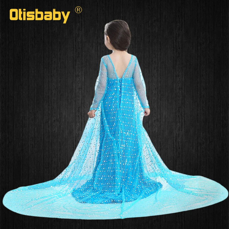 Платье Эльзы для девочек одежда Снежной королевы детское белое длинное платье с