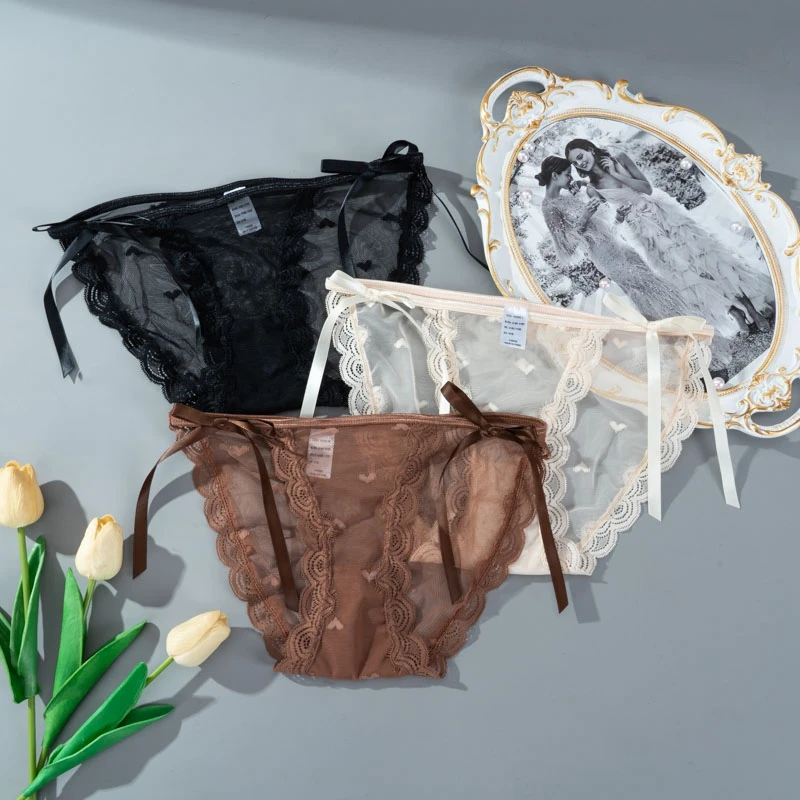 Трусы женские кружевные прозрачные с заниженной посадкой 4 цвета S M L XL 1 шт |