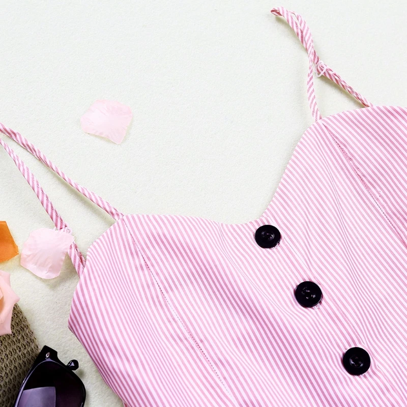 

Striped Sexy Casual Summer Dress Boho Beach Pockets Sundress Elegant Daily dess U50C