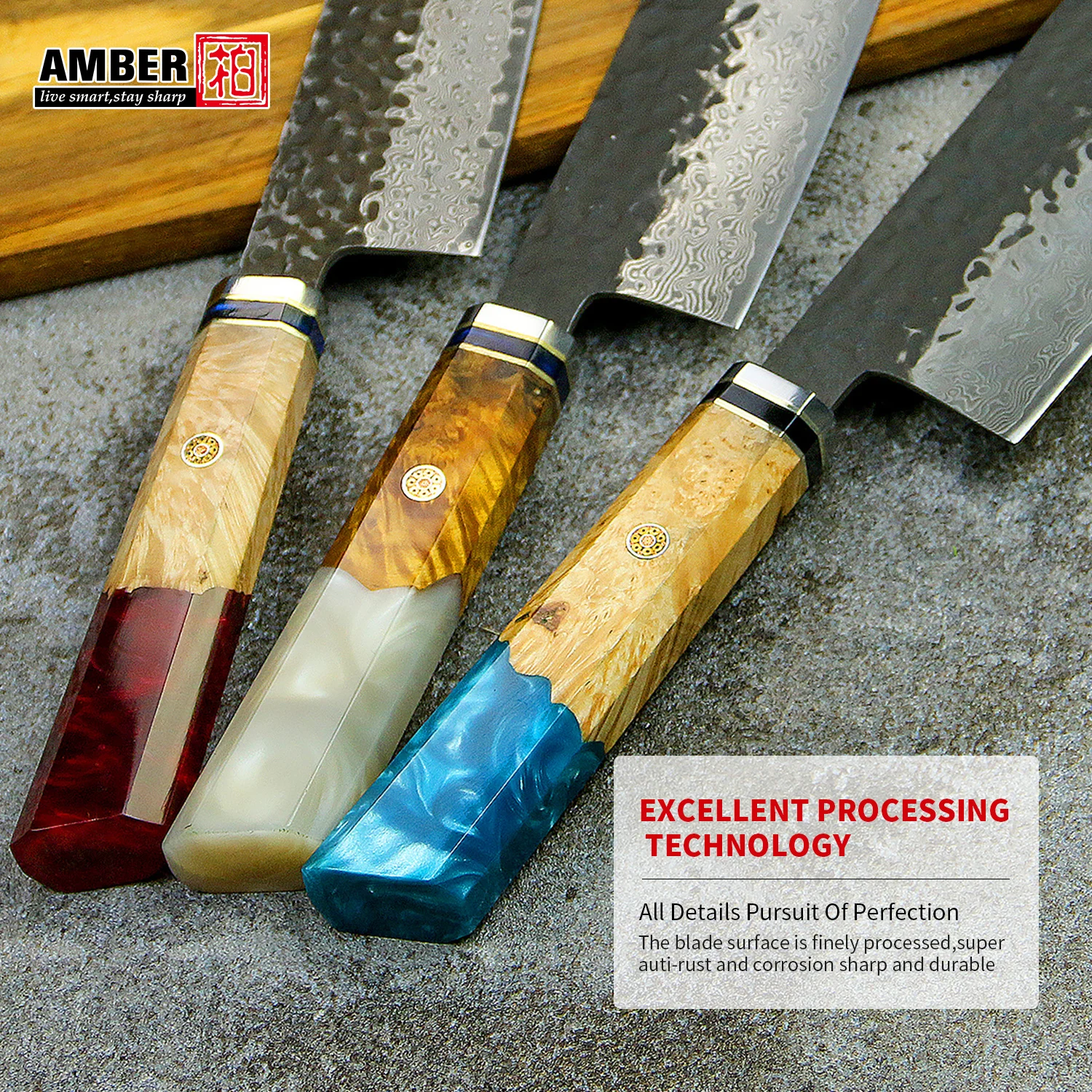 Набор ножей из янтарной кованой стали VG10 многофункциональные инструменты для