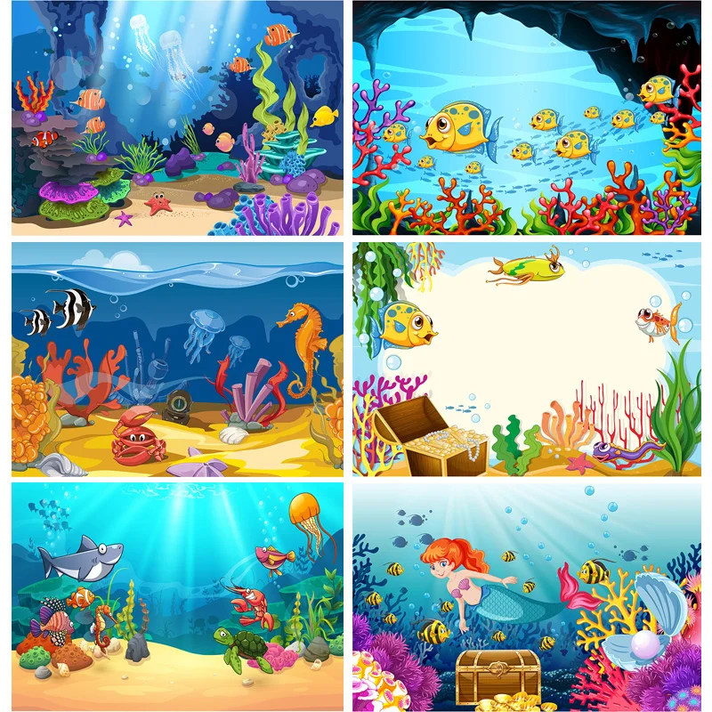 

Cartoons Seabed Shark Photography Backdrops Baby Newborn Portrait Photo Background Party Studio Photocalls Props 211012 HDY-01