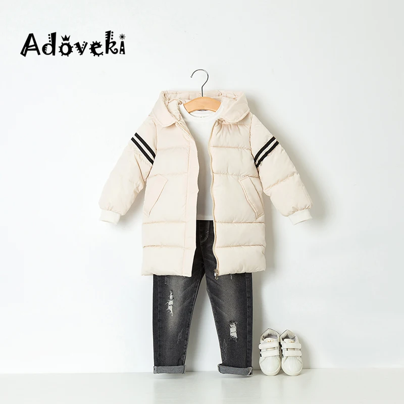 Adoveki/Новинка года; зимняя детская куртка-пуховик 90%; пальто для маленьких девочек; теплая зимняя куртка высокого качества с капюшоном для детей От 2 до 8 лет - Цвет: Белый