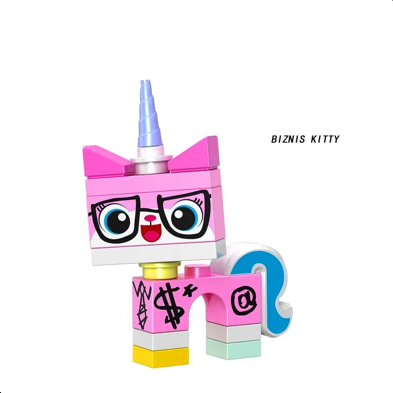 8 комплектов, мультяшный милый кот Unikitty Queasy Biznis с изображением сердитой кошечки, модель Astro Kitty, фигурки, блоки, подарок, Строительные кирпичи, игрушки для детей