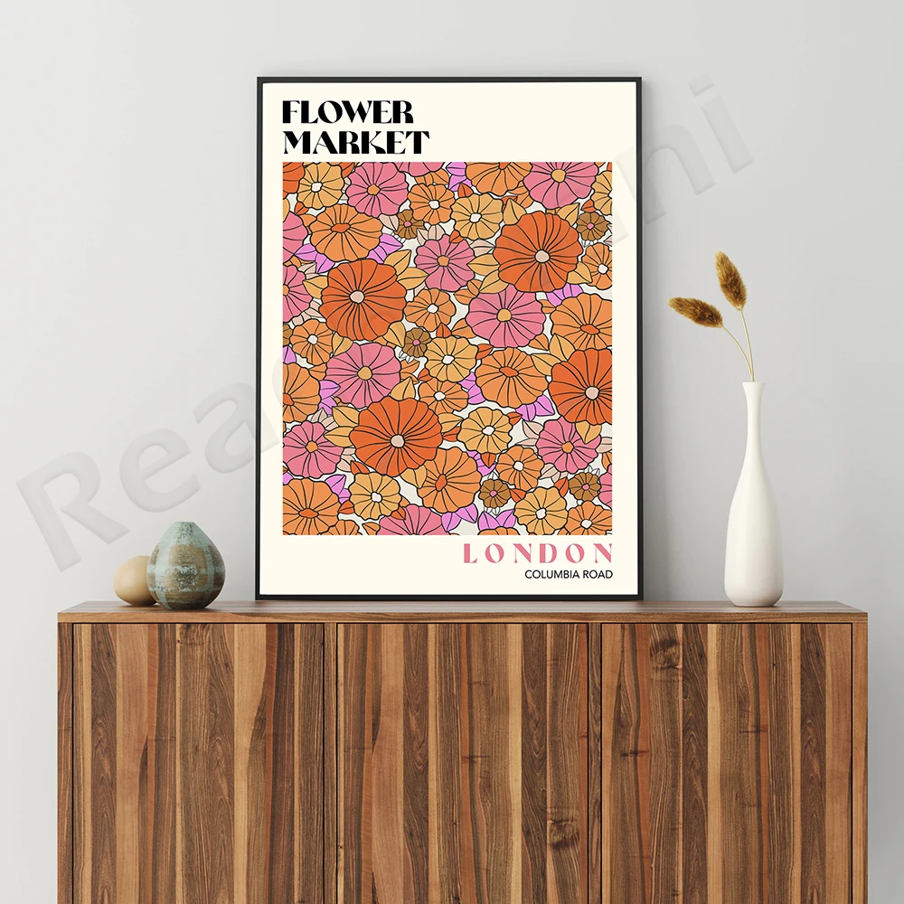 Цветочный рынок Токийская Художественная печать ботаническая иллюстрация