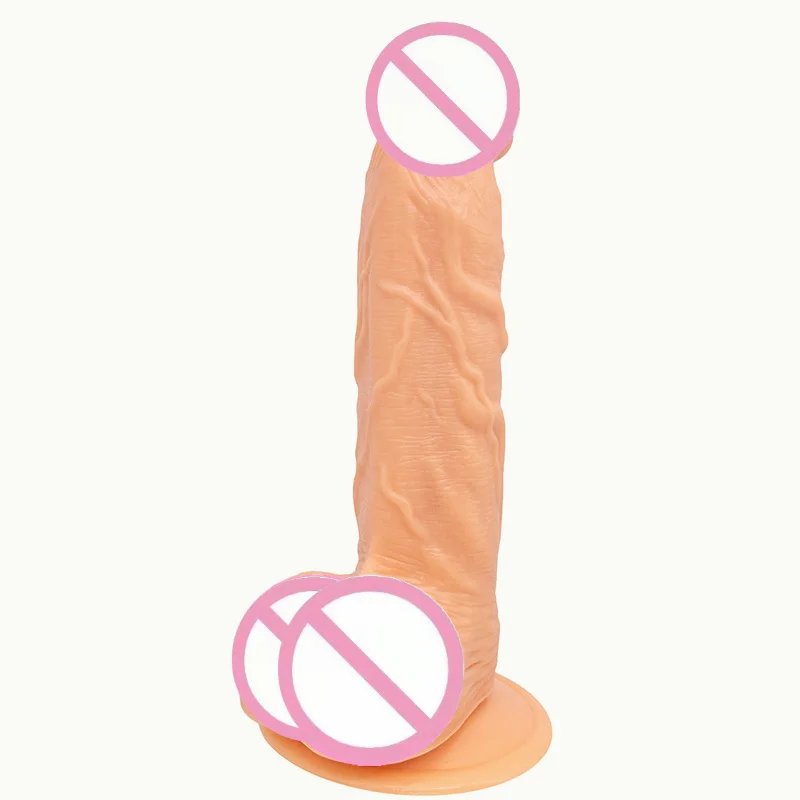 Жидкий силиконовый искусственный пенис 21 см на присоске реалистичный