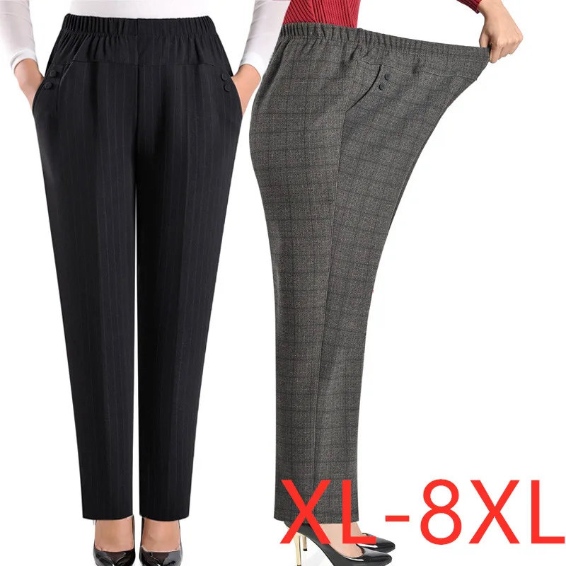 

Extra Large Size Women Pants Loose High Elastic Elastic Pants Middle-aged Clothing 6XL 7XL 8XL Autumn Pants Female Trousers J400