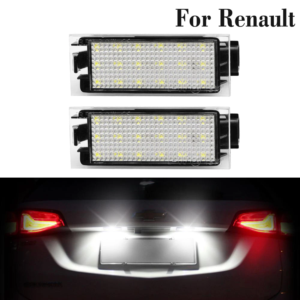 2 Pcs LED License Plate Light For Renault Megane Twingo Laguna Phase Master 2 3 Clio Espace 4 Lamps Assembly Auto Luces