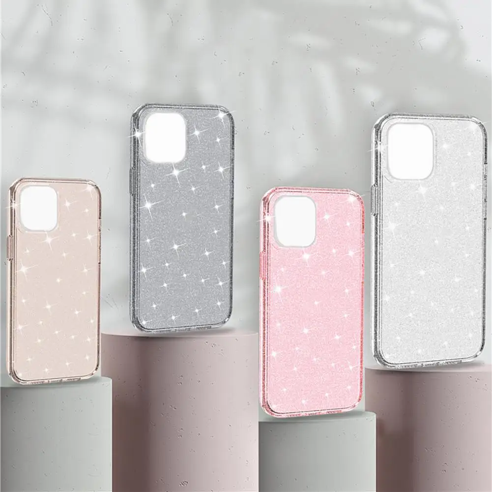 

Phone Protective Case Non-fading Shock-proof Glittery Smart Phone Ultra-thin Back Shell for iPhone 13 Mini/13/13 Pro/13 Pro Max