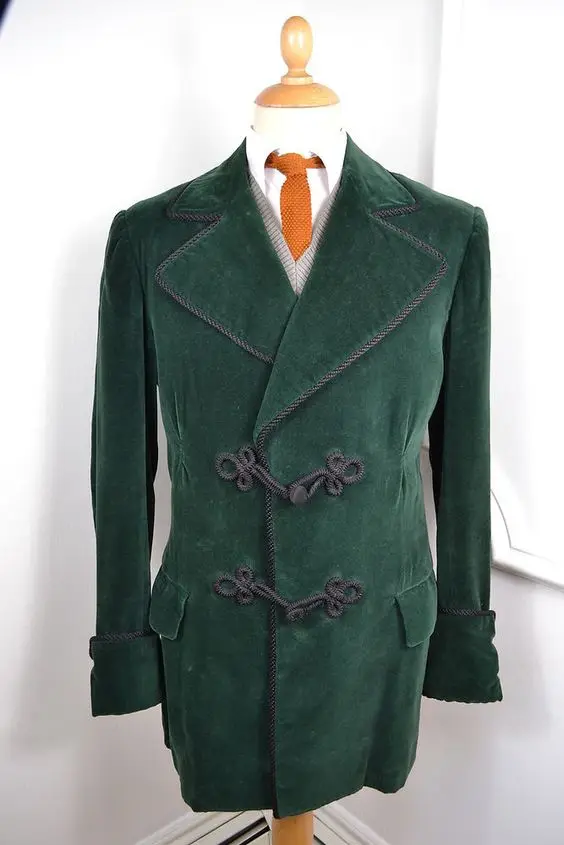 2022 Latest Coat Pant Design Green Velvet Men Suit Smoking Jacket Slim Fit Tuxedo Custom Blazer Groom Prom Suits Terno Masculino