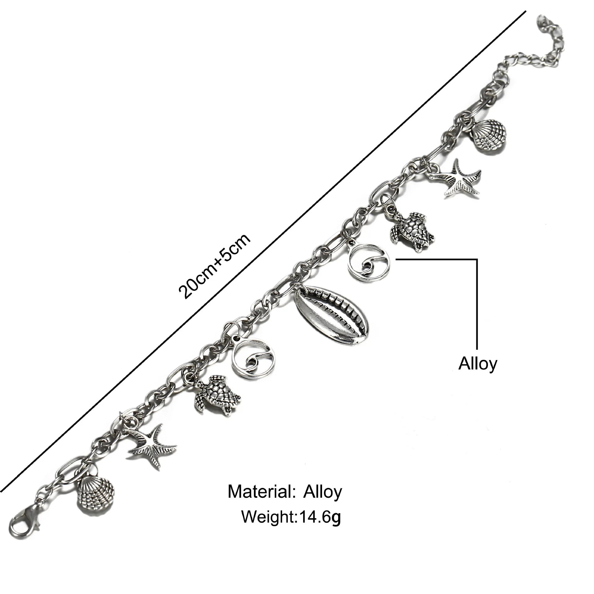 

Fashion Antique Silver Color Starfish Shell Anklet Summer Beach Conch Bead Anklet For Women Leg Chain Foot Jewelry Accessories