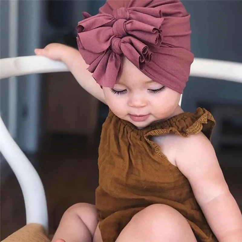 

Baby Girl Hat Bow Cotton Knitted Knot Warm Children Hat Kids Newbworn Bonnet Cap Beanie For Girls Headwear