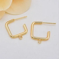 8pcslot real gold plated brass square shape charms connectors for diy earrings jewelry making basic pin findings accessories