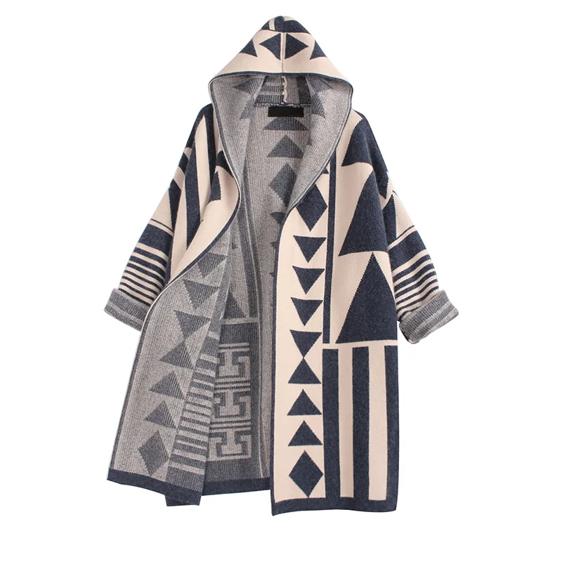

SuerAen Spring Autumn Hooded Full Sweater Women's Cardigans Coat 2021 Autumn New Loose Medium Length Thickened