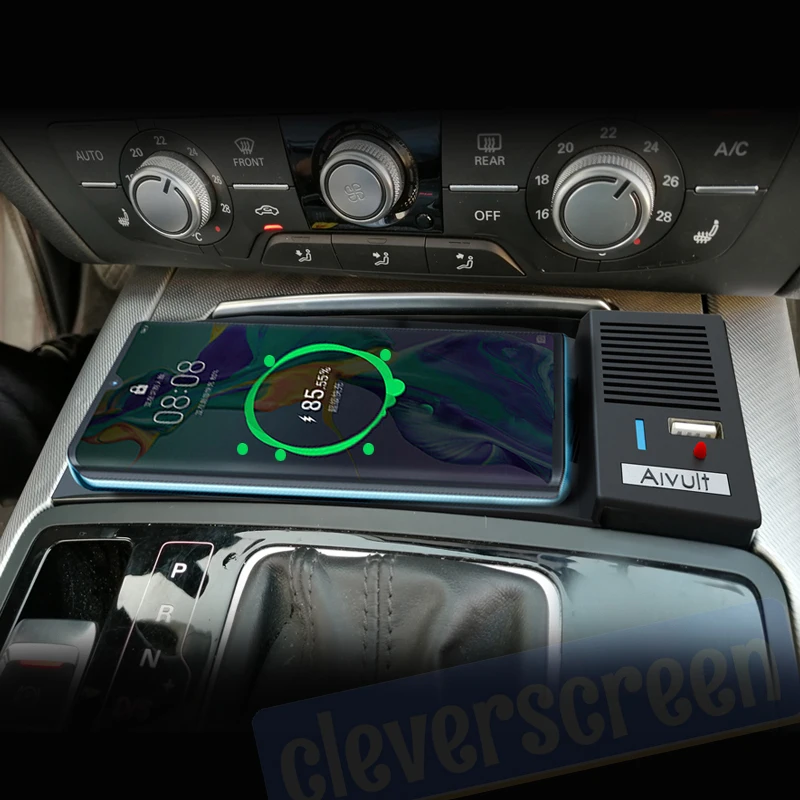 new high quality wireless charger for audi a6l 2012 2018 cordless charging board armrest box phone holder for iphone charge case free global shipping