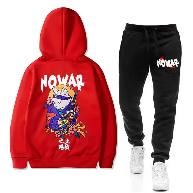 Японские NOWAR CAT мужские комплекты толстовка+ брюки Harajuku Тигр спортивные костюмы повседневные толстовки спортивный костюм спортивная одежда