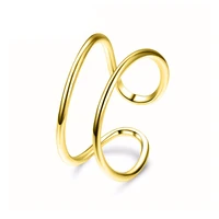 womens fashion minimalist simple stylish ring two row copper glossy open ring band female trendy accessories geometric rings